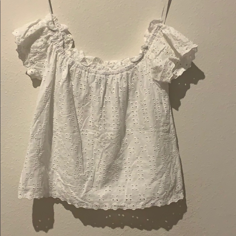 Cute white over the shoulder cropped top